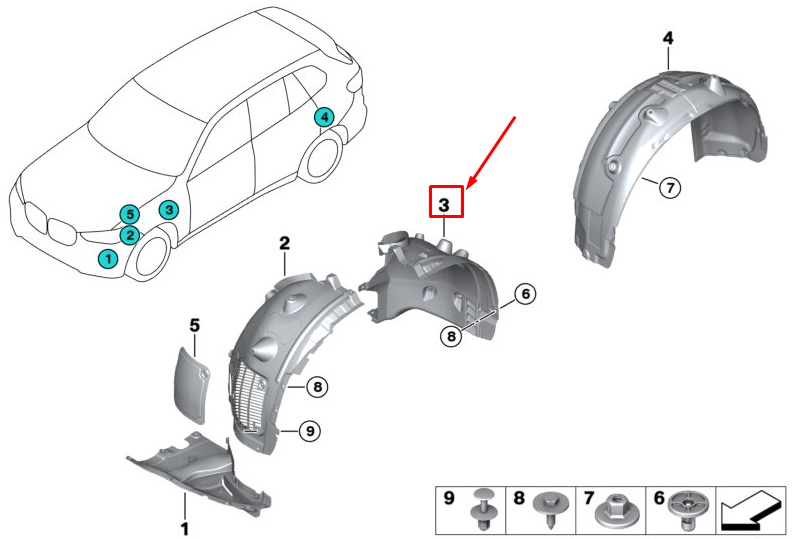 new bmw x7 g07 front left inner fender rear part 51747424913 original
