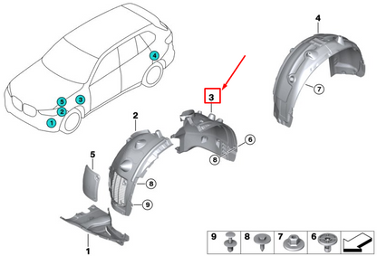 new bmw x7 g07 front left inner fender rear part 51747424913 original