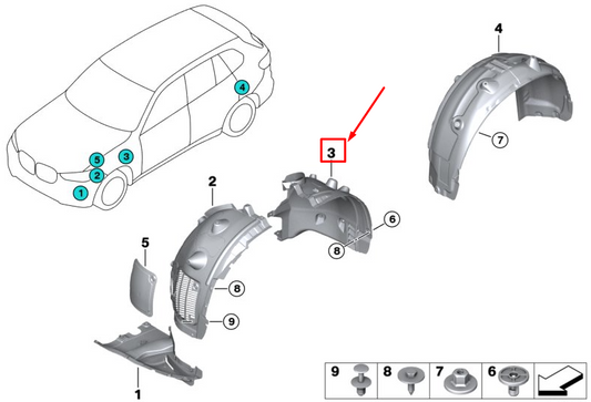 new bmw x7 g07 front left inner fender rear part 51747424913 original