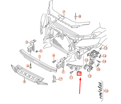 NEW AUDI Q7 4L FRONT RIGHT BUMPER SUPPORT 4L0807334A ORIGINAL
