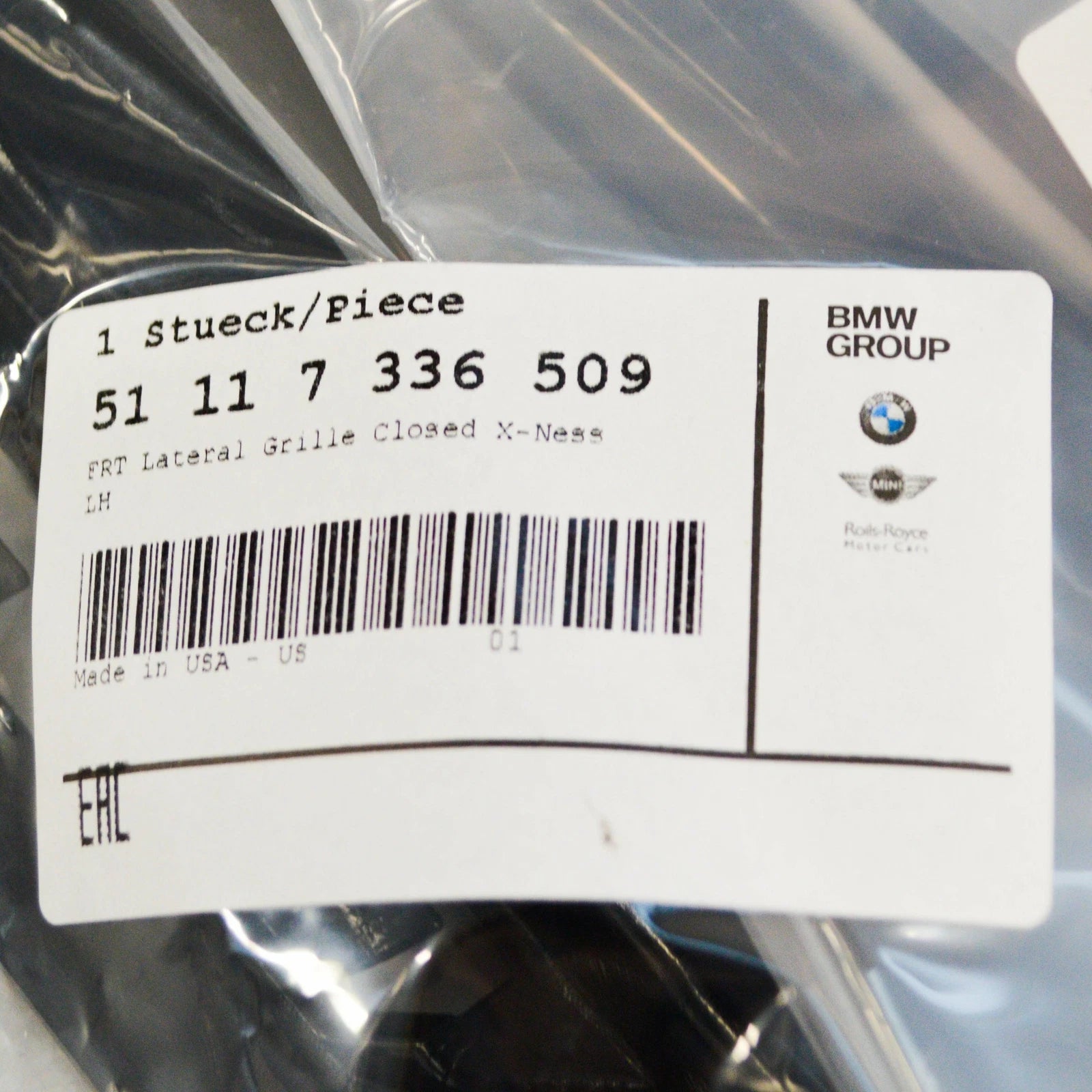 NEW BMW X5 F15 FRONT BUMPER LEFT CLOSED GRILLE 51117336509 7336509 ORIGINAL