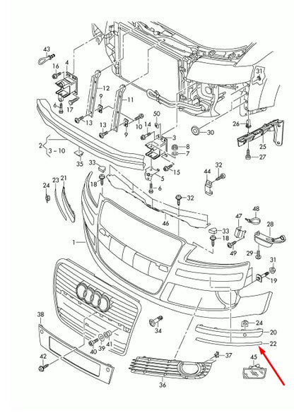 NEW AUDI A8 D3 FRONT BUMPER RIGHT CHROME MOLDING TRIM 4E0807244AA2ZZ