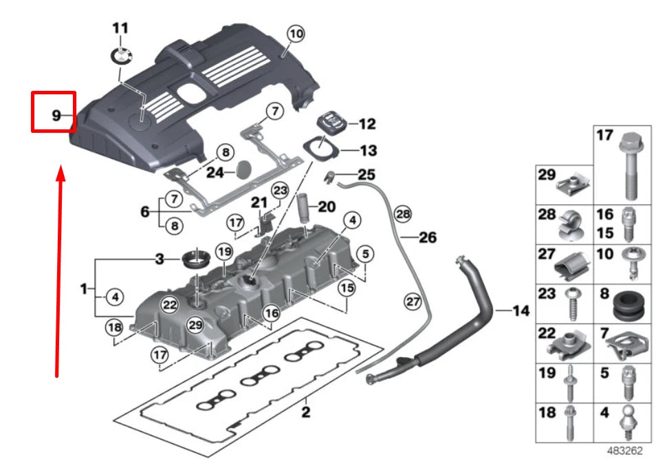 NEW BMW 3 E90 IGNITION COIL COVERING 11127575031 7575031 ORIGINAL