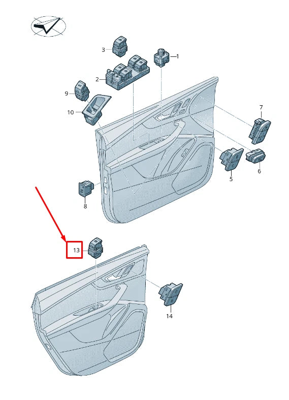 NEW AUDI Q8 4MN FRONT LEFT DOOR WINDOW SWITCH 8W0959851F5PR ORIGINAL