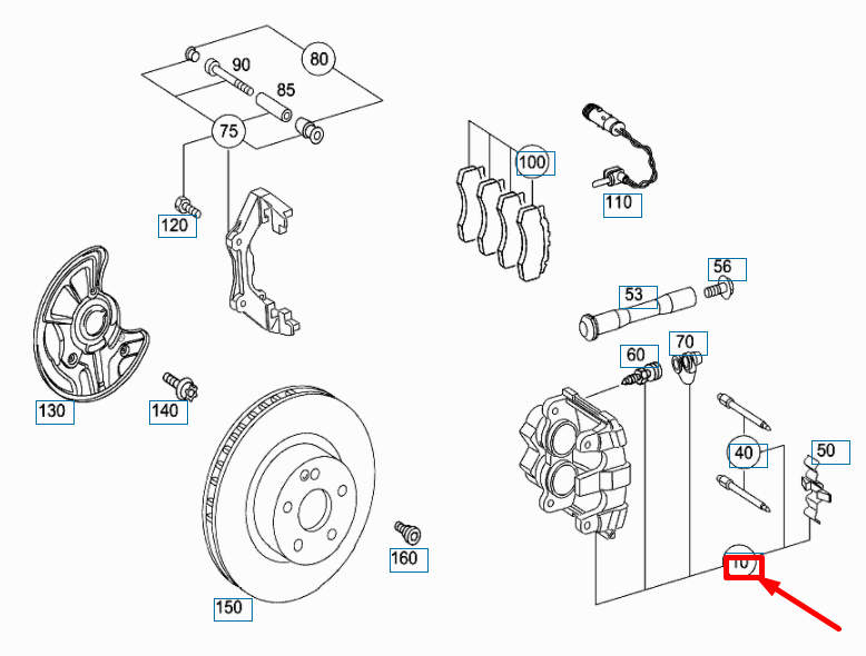 new mercedes-benz e w211 amg front right brake caliper a0034207883 original