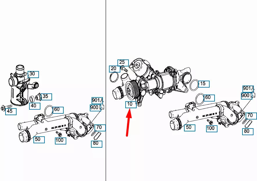 NEW MERCEDES-BENZ E-CLASS W213 WATER PUMP A2742000900