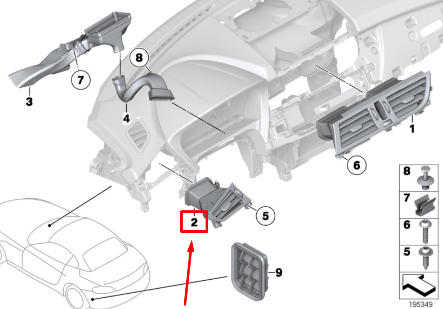 new bmw z4 e89 left dashboard fresh air grille 9129231 64229129231 original