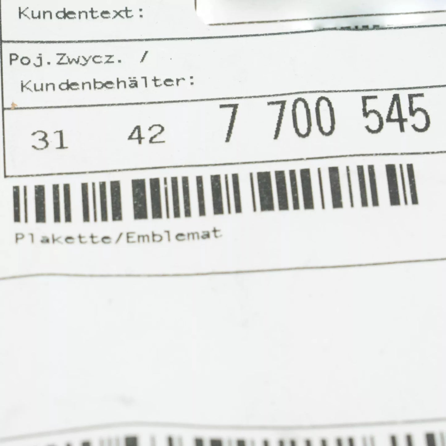 NEW BMW K46 S1000 RR PLAQUE 31427700545 ORIGINAL