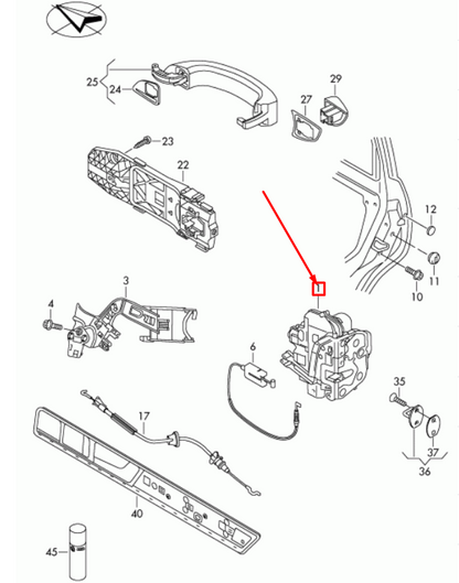 new volkswagen touareg 7l rear left door lock 4g0839015e original