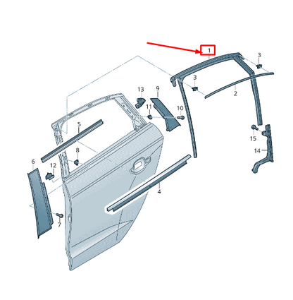 new audi a3 sportback 8v rear right window channel 8v5839440c original