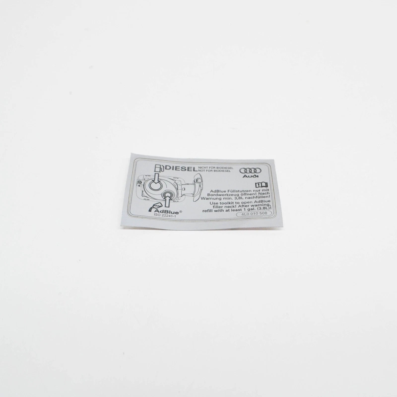 NEW AUDI Q5 8R ADBLUE WARNING STICKER 4L0010508 ORIGINAL