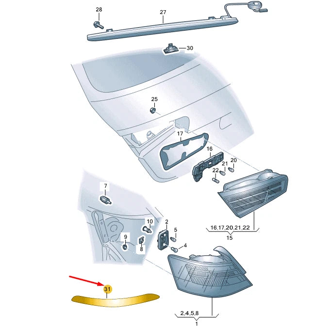 NEW AUDI A3 8V REAR LEFT BUMPER REFLECTOR 8V0945105A ORIGINAL