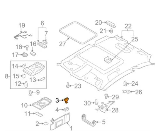 NEW AUDI Q5 8R SUN VISOR HOLDER 8W0857562AEP5 8W0857562A EP5 2013 ORIGINAL