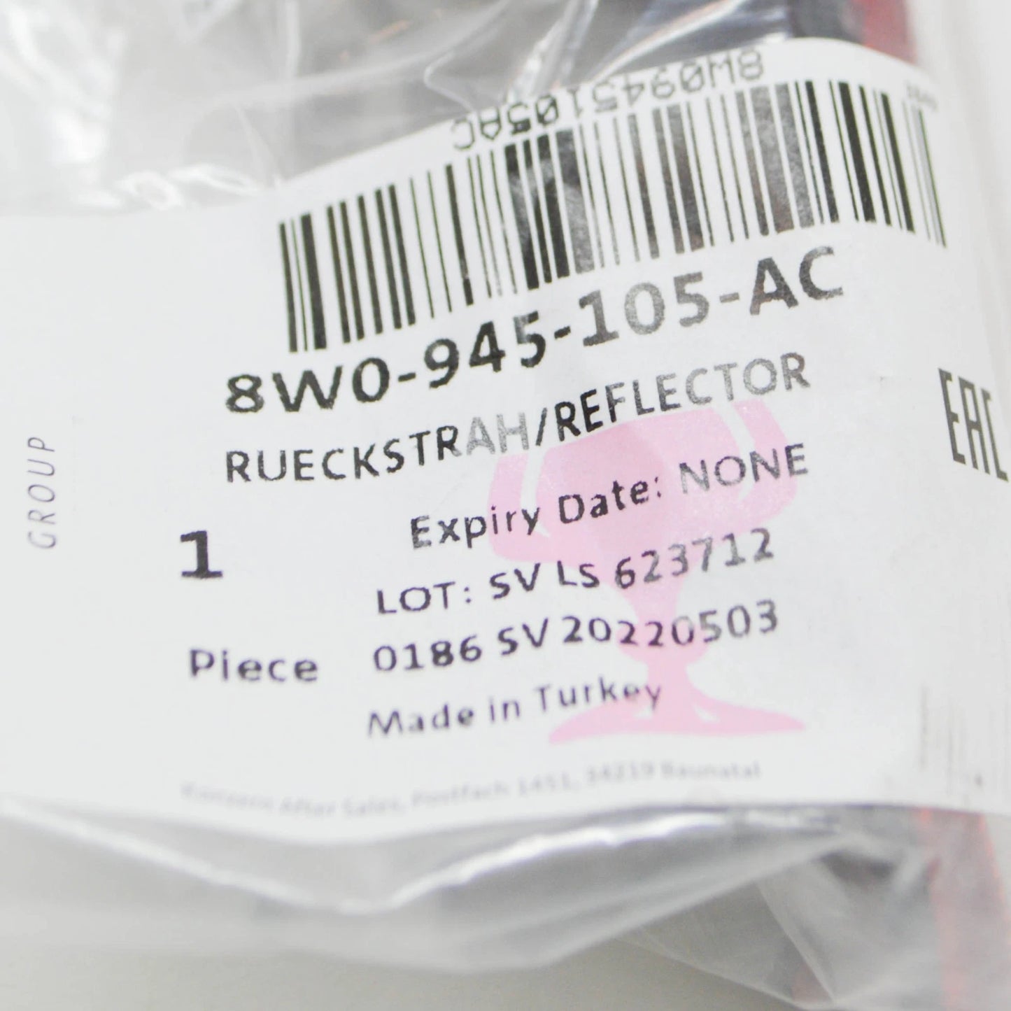 NEW AUDI A4 B9 REAR LEFT OUTER BUMPER REFLECTOR 8W0945105AC ORIGINAL