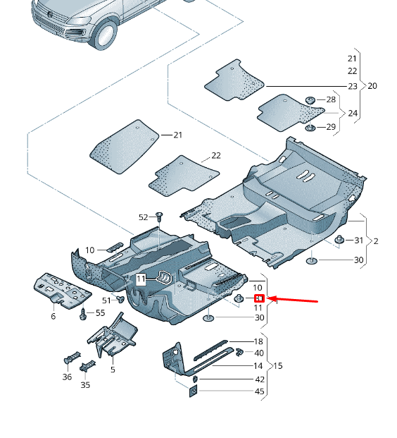 new vw touareg 7p mk2 floor upper cover cap 8e0864229hx5 original
