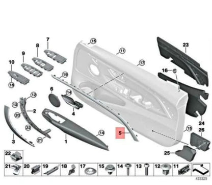 NEW BMW M4 CABRIO F83 FRONT LEFT DOOR PANEL ACCENT MOLDING 8063549 ORIGINAL