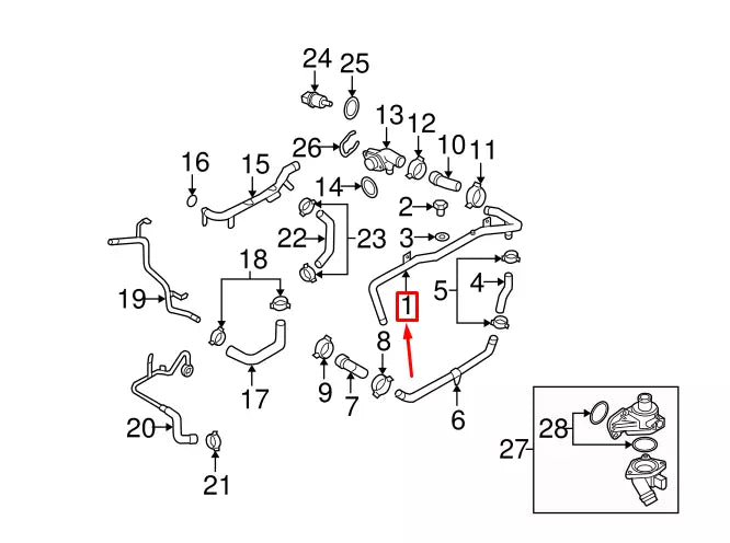 NEW AUDI A6 AVANT C6 ENGINE COOLANT PIPE 06D121071R ORIGINAL