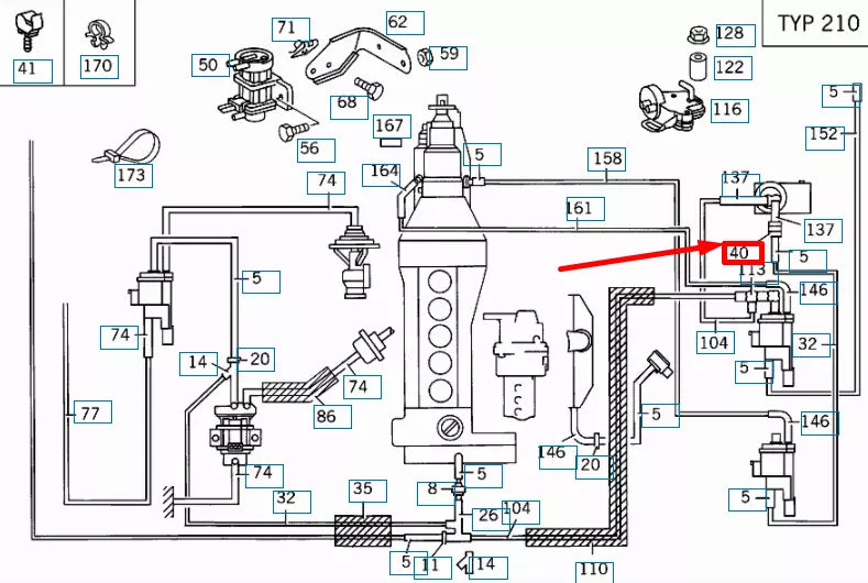 NEW MERCEDES-BENZ S W140 VACUUM CONTROL VALVE DASHPOT A0003040234 ORIGINAL