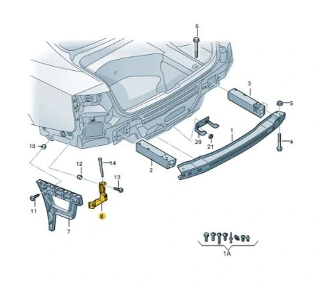 new audi a4 b8 rear right bumper bracket 8k5807890a original