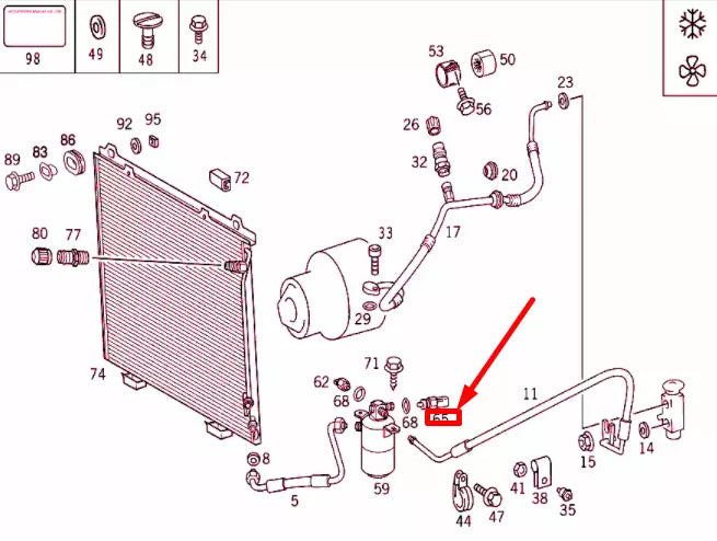 NEW MERCEDES-BENZ E W210 A/C REFRIGERANT TEMPERATURE SENSOR A2108300072 ORIGINAL