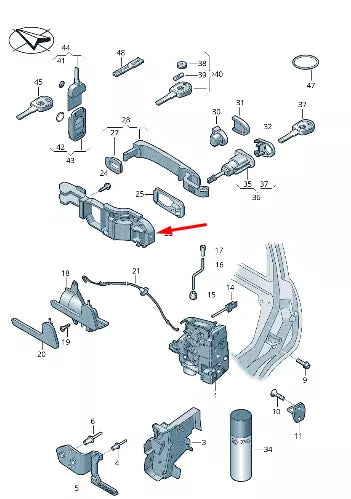 NEW VW TRANSPORTER V T5 FRONT LEFT DOOR INNER HANDLE BAR 7E0837885C