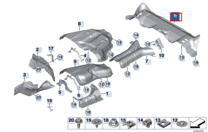 NEW BMW X6 F16 EXHAUST HEAT PROTECTION 51487290653 ORIGINAL
