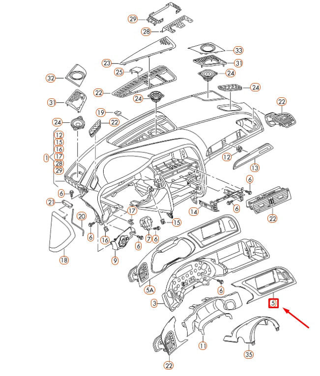 NEW AUDI A4 B8 INSTRUMENT PANEL CENTER TRIM LHD 8K1857186HR66