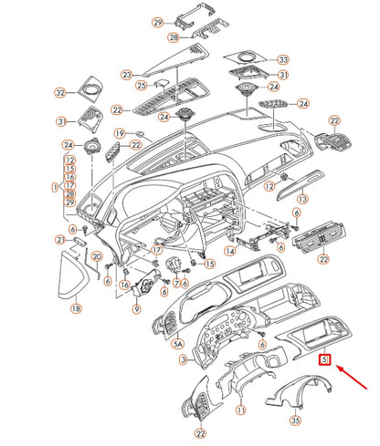 NEW AUDI A4 B8 INSTRUMENT PANEL CENTER TRIM LHD 8K1857186HR66