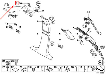 NEW BMW 3 E90 LEFT A-PILLAR COVER 7124771 51437124771 ORIGINAL