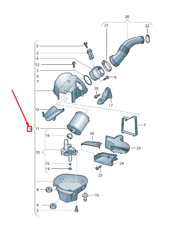 new audi a8 4h engine air filter box 4h0133824m original