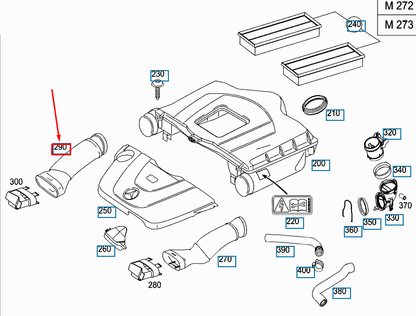 NEW MERCEDES-BENZ CLK C209 RIGHT AIR INTAKE PIPE A2730902182 ORIGINAL