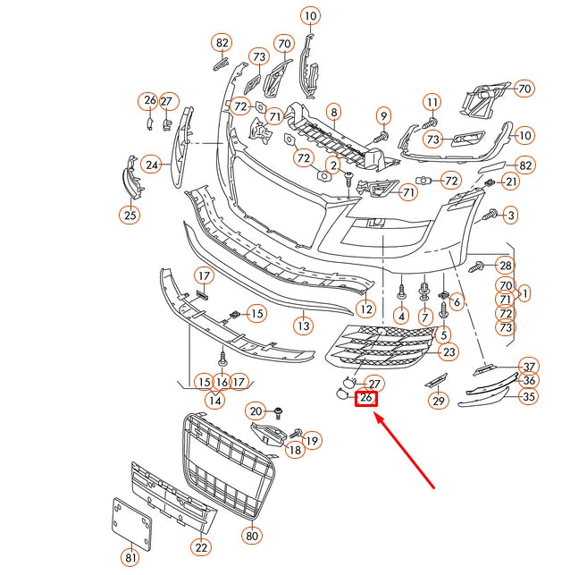 NEW AUDI R8 42 FRONT BUMPER RIGHT END CAP 420807752C9B9 ORIGINAL