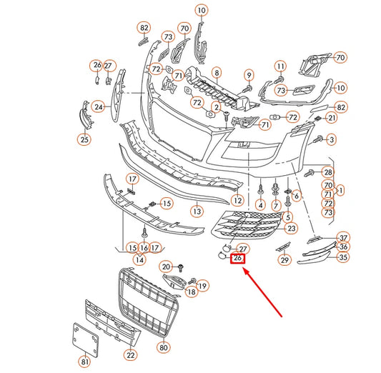 NEW AUDI R8 42 FRONT BUMPER RIGHT END CAP 420807752C9B9 ORIGINAL