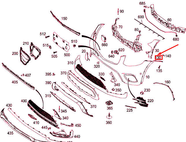 NEW MB GLC X253 FRONT BUMPER RIGHT TOP MOUNTING RAIL A2538856801 ORIGINAL