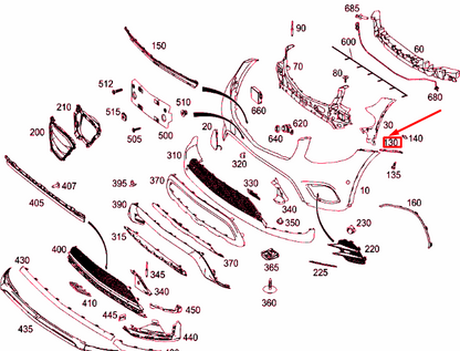 NEW MB GLC X253 FRONT BUMPER RIGHT TOP MOUNTING RAIL A2538856801 ORIGINAL