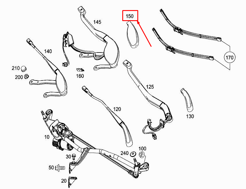 new mercedes-benz e coupe c238 front wiper joint cover a2388240400 original
