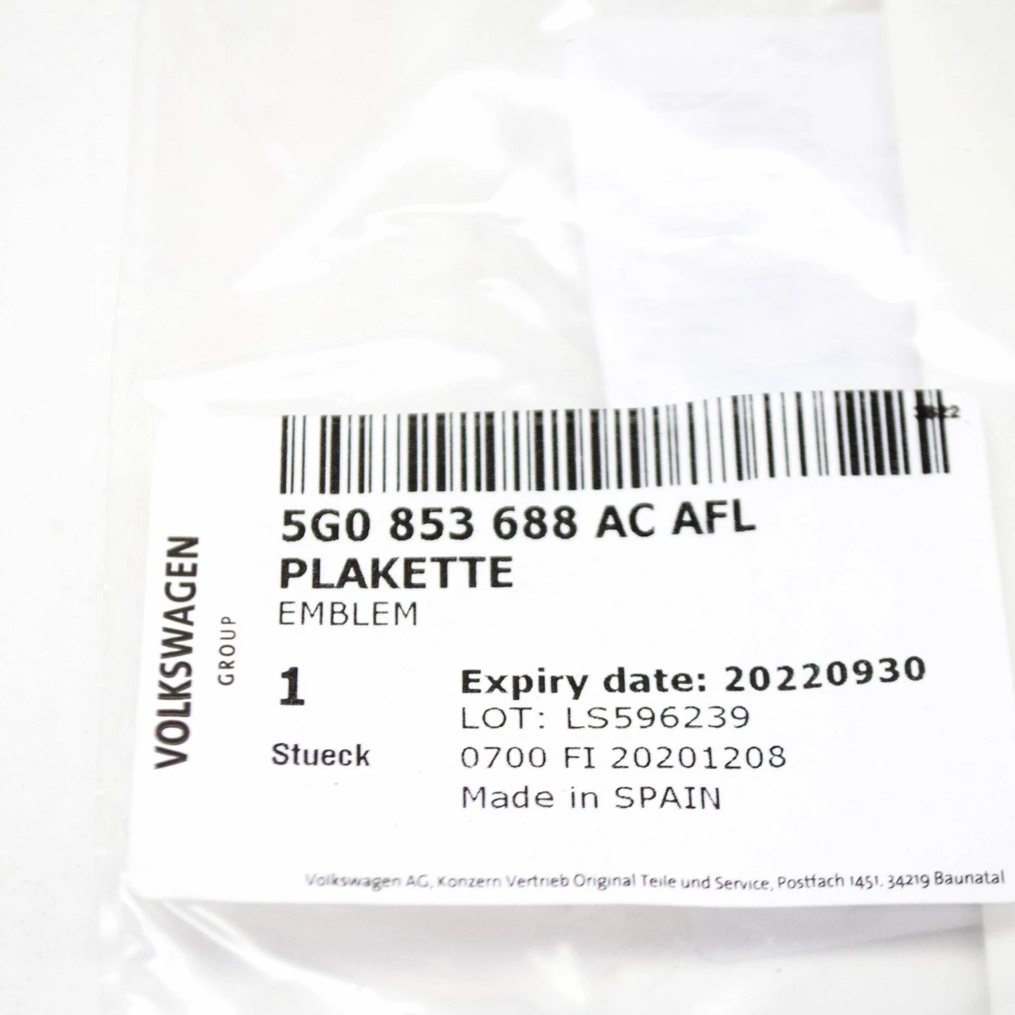 NEW VW GOLF MK7 5G FRONT RIGHT WING GTE LOGO BADGE 5G0853688ACAFL ORIGINAL