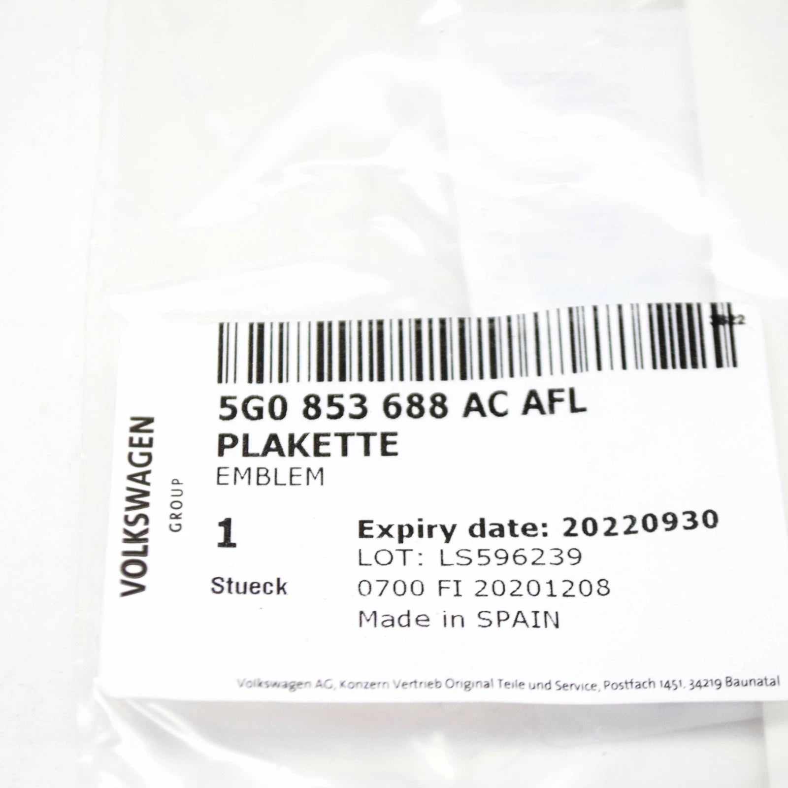 NEW VW GOLF MK7 5G FRONT RIGHT WING GTE LOGO BADGE 5G0853688ACAFL ORIGINAL