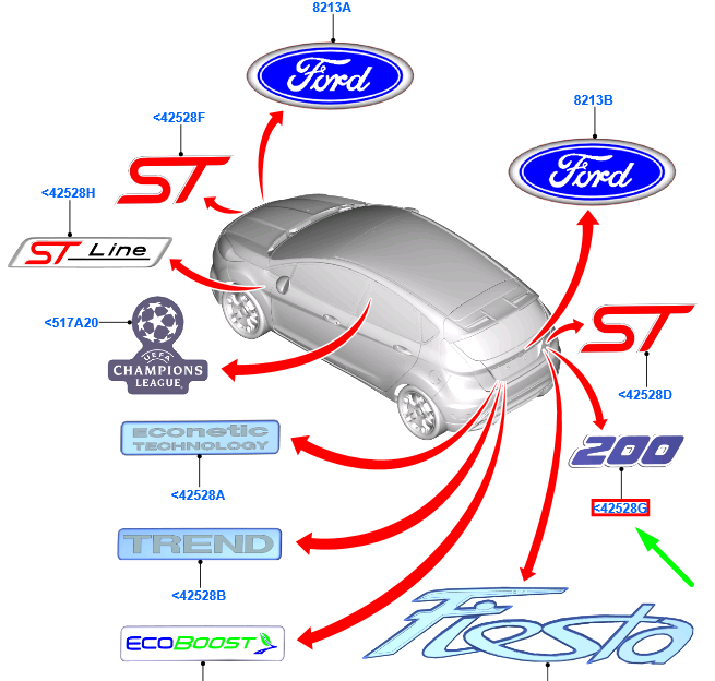 new ford fiesta mk6 wt bootlid name plate badge f1bb-42528-aa 2035119 original