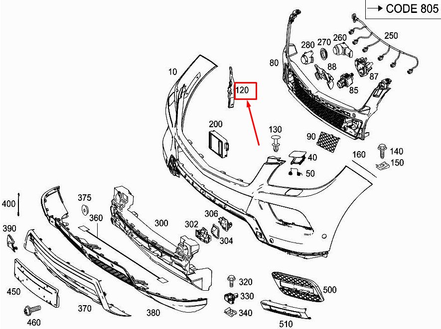 new mercedes-benz gle w166 front radar sensor bracket a1668850914 original
