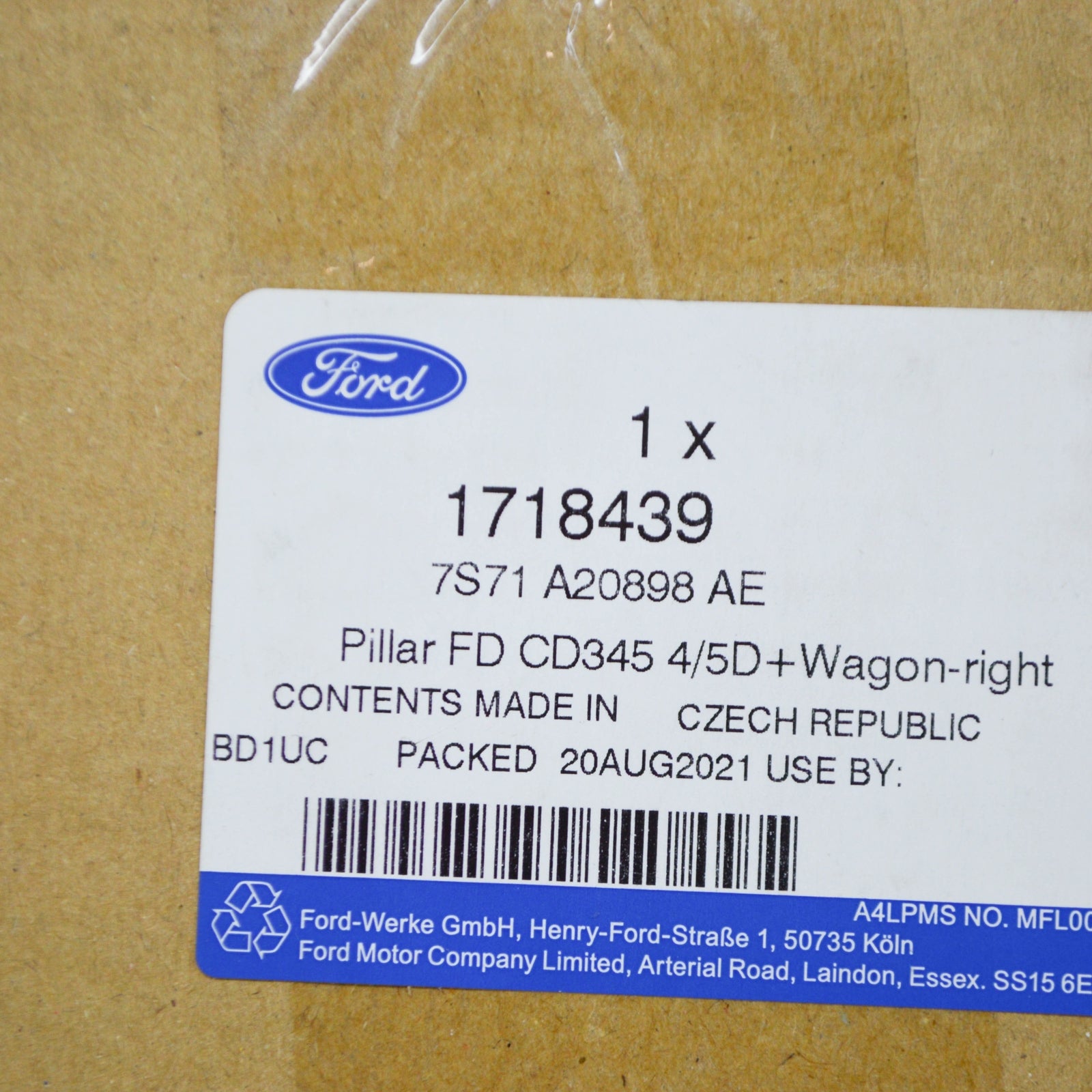 new ford mondeo mk4 front right door b-pillar moulding 1718439 original