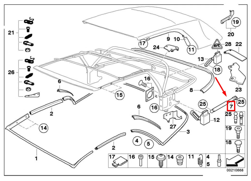 NEW BMW 3 CABRIO E46 CONVERTIBLE TOP SHOCK 54318268980 8268980 ORIGINAL