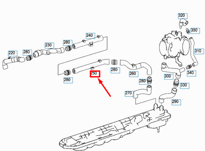 NEW MB CL C215 CYLINDER HEAD TO HEAT EXCHANGER HOSE A1370180382 ORIGINAL