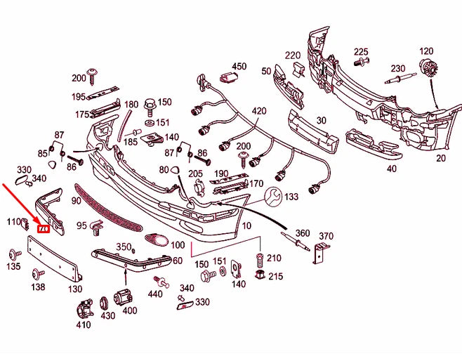 NEW MERCEDES-BENZ C W203 FRONT BUMPER RIGHT PTS RAIL A20388564219999