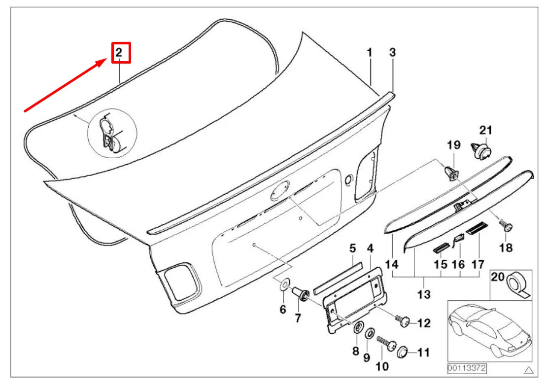 NEW BMW 3 E46 TRUNK RUBBER SEAL 51718226715 8226715 ORIGINAL