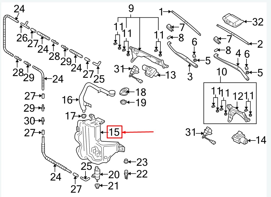 NEW VW PHAETON 3D WASHER FLUID RESERVOIR 3D0955453R ORIGINAL