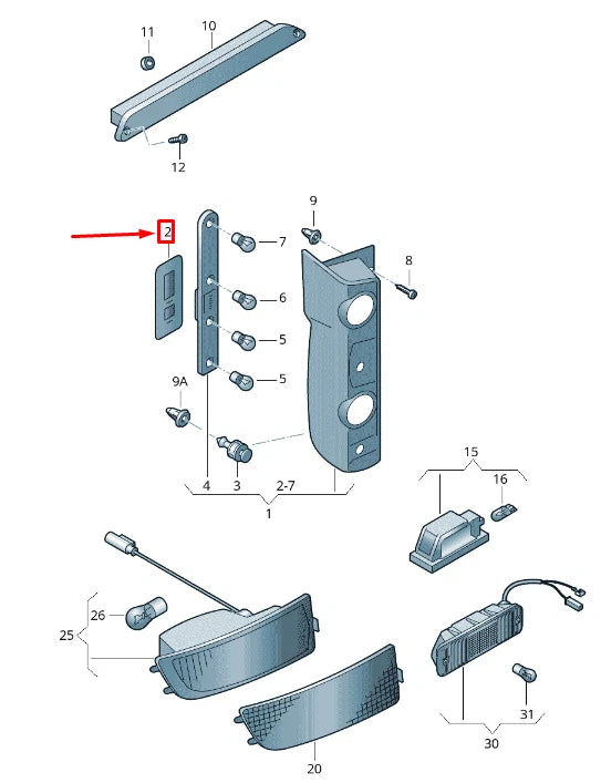 NEW VOLKSWAGEN CRAFTER 2F MK1 TAIL LIGHT SEAT 2E0945191