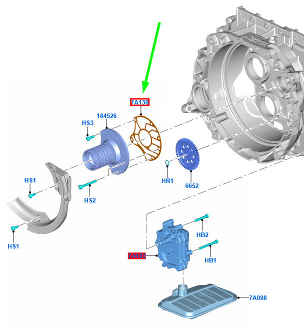 new ford kuga mk2 c520 transmission pump gasket 7m5r-7a136-ca 2322778 original