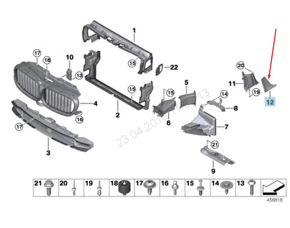 NEW BMW 7 G11 RIGHT WING FENDER AIR VENT 51747347378 7347378 2016 ORIGINAL