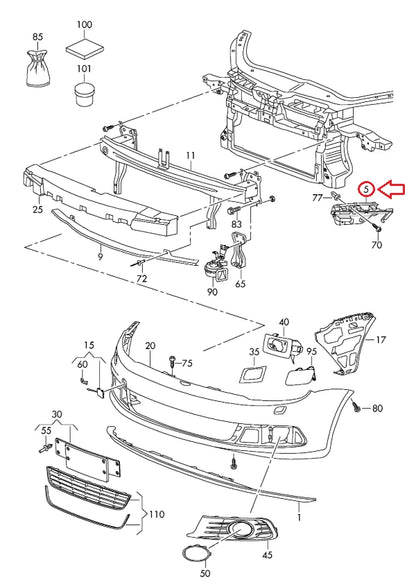 NEW VOLKSWAGEN EOS 1F FRONT BUMPER LEFT BRACKET 1Q0807049B ORIGINAL
